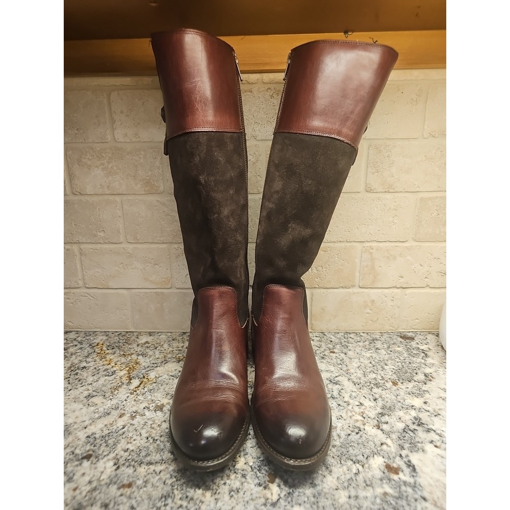Frye Jayden Women's Button Tall Chocolate Suede Leather Riding Boots 7.5B‎ $398